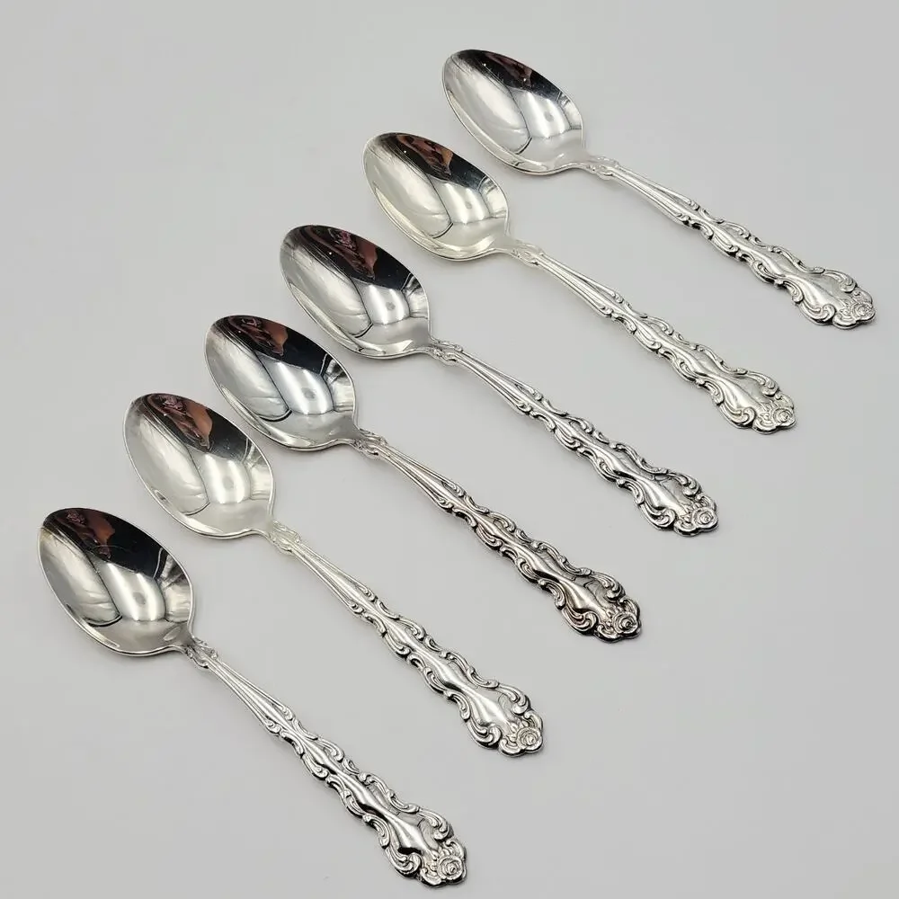ONEIDA Community Beethoven Teaspoon Silverplate Baroque Vtg Set 6